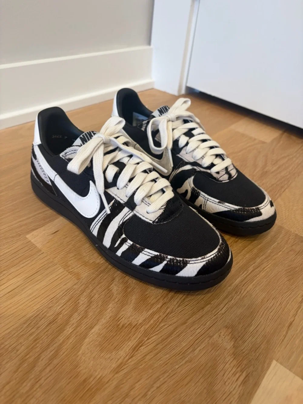 NWT Nike Field General Black & White Zebra-Print Hair Calf Low Top Sneaker